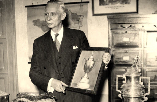 euro henri delaunay with trophy